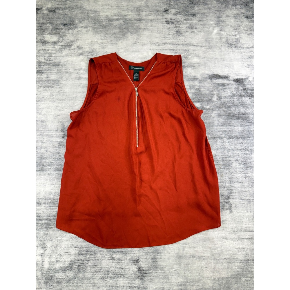 INC International Concepts Women XL Burnt Orange Half Zip Sleeveless Blouse Top